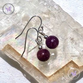 Classical Lepidolite Silver Earrings